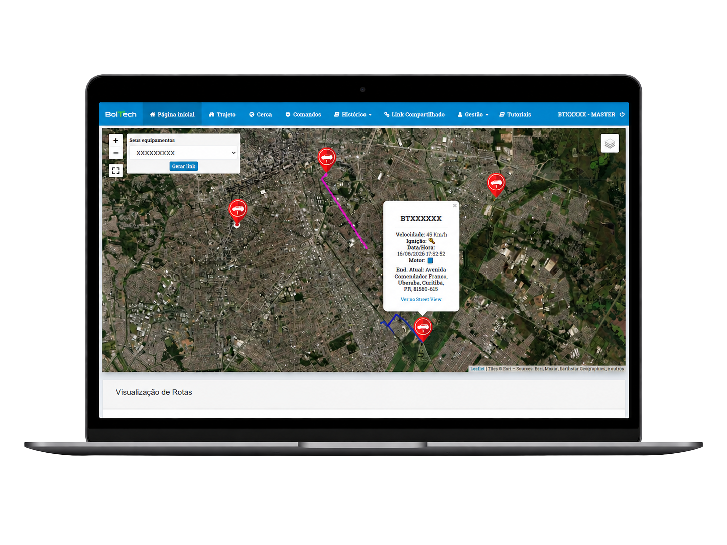 Dashboard Boltech em notebook